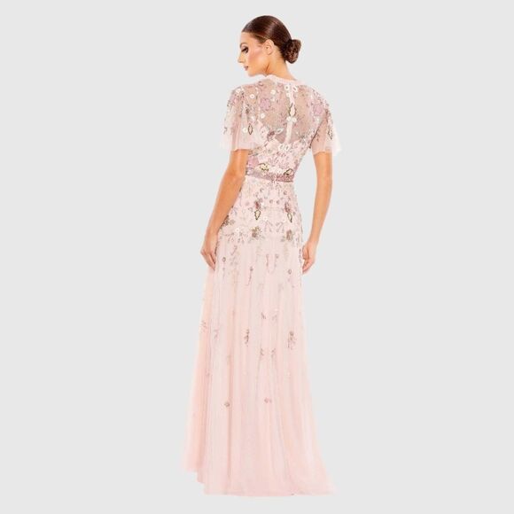 Mac Duggal 9136 EMBELLISHED HIGH NECK BUTTERFLY SLEEVE GOWN Dress - Picture 4 of 13